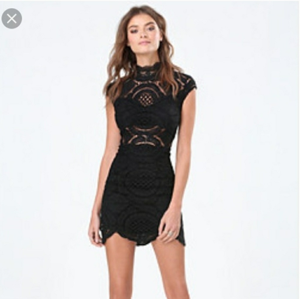 Bebe Black Crochet Cut Out Dress size:00